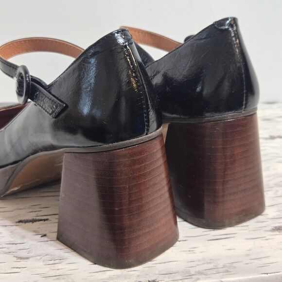 Jonak Paris Shoes 7.5 / 38 Black Leather Chunky Heeled Mary Janes Platform New - Picture 8 of 14